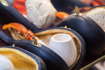 Istanbul, Turkey - January 2022. Tobaccoo pipe at the Grand Bazaar