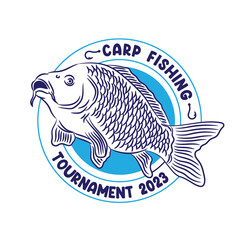 Carp Fishing logo, good for fishing tournament event and Fresh Fish Company Business