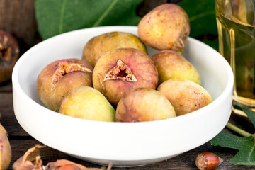 Organic fig in a bowl, healthy, tasty and  juicy fruit