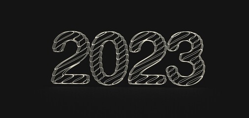 Fototapeta na wymiar Typography design of 2023 with 3d style