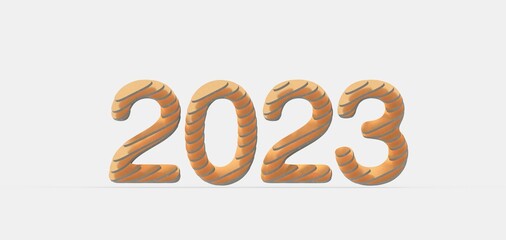 Happy New Year 2023. 3D illustration numbers isolated