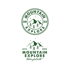 silhouette mountain illustration for mountain explore logo