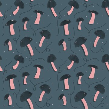 Seamless Pattern With Fungi