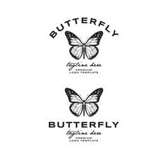hand drawn flying butterfly vector logo collection