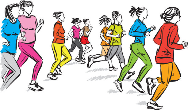 people running jogging sports concept vector illustration