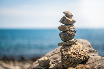 stack of stones on beach