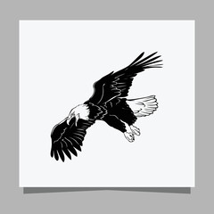 Vector illustration of a black eagle on white paper which is perfect for logos, business cards, emblems and icons