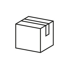 Cardboard closed box icon. Vector. Line style.	