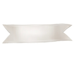 Watercolor white ribbon. Realistic ribbon banner illustration