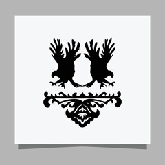 Vector illustration of a black eagle on white paper which is perfect for logos, business cards, emblems and icons