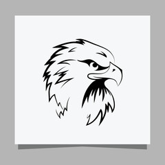 Vector illustration of a black eagle on white paper which is perfect for logos, business cards, emblems and icons