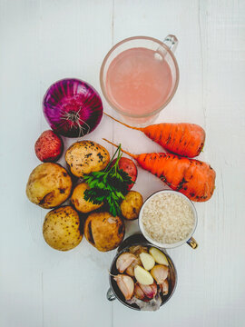 Products for summer soup. Cooking soup
