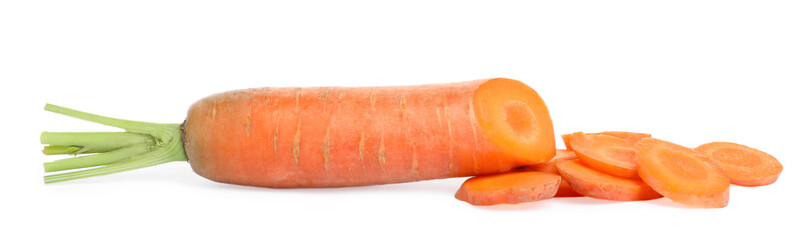 Tasty ripe organic carrot on white background