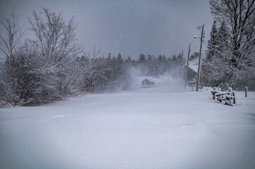 snow covered road in winter