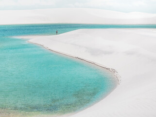  white sand dunes of Lencois Maranhenses with blue water pools