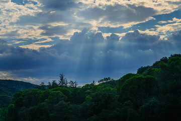 Light through the clouds over the country