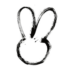 outline of a bunny in ink. Rabbit cartoon. Chinese New Year symbol. 2023