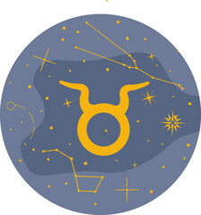 Horoscope sign Taurus. element of astrology zodiac. Esoteric symbol with a constellation of stars