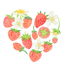 Strawberry heart for a bright summer print on a T-shirt, poster