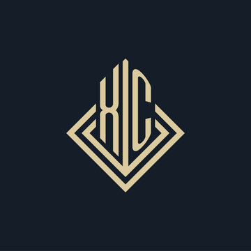 Initials XC logo rhombus lines shape style, luxury modern real estate logo design