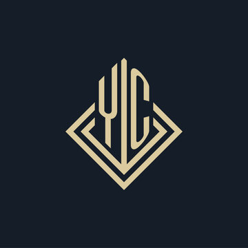 Initials YC logo rhombus lines shape style, luxury modern real estate logo design
