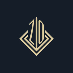 Initials ZO logo rhombus lines shape style, luxury modern real estate logo design - obrazy, fototapety, plakaty