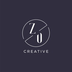 Elegant look monogram ZO logo with simple circle line - obrazy, fototapety, plakaty