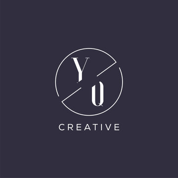Elegant look monogram YQ logo with simple circle line
