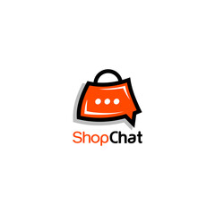 shopping bag vector and chat box for online shop logo