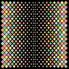 Color rhombus pattern on black background.