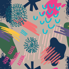 vector teenage seamless pattern naive simple style