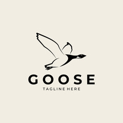 line art flying goose logo vector design