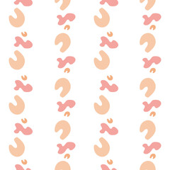 Abstract shapes and spots seamless pattern Vertical bands in warm colours Vector illustration for wrapping paper, textile, fabric and packaging decoration 