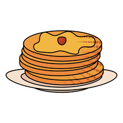 Isolated pancakes fast food vector illustration