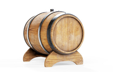 Wooden barrel isolated on white 3d render