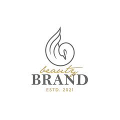 luxury logo design with swan illustration. Suitable for use in logo beauty, and salon
