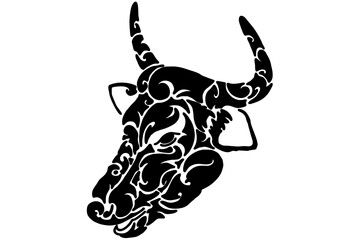 Black bull's head tribal tattoo vector 