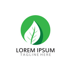 natural green leaf logo icon template