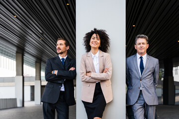 Business people meeting in a business park - Portrait of international corporate business team