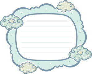 cloud frame note letter with pastel coloring for writing