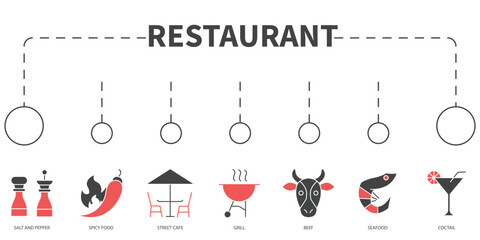 Fototapeta na wymiar food and drink menu Vector Illustration concept. Banner with icons and keywords . food and drink menu symbol vector elements for infographic web