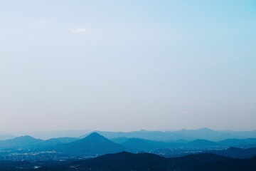 mountain, landscape, mountains, nature, sky, sunset, fog, sunrise, blue, morning, hill, view, sun,...