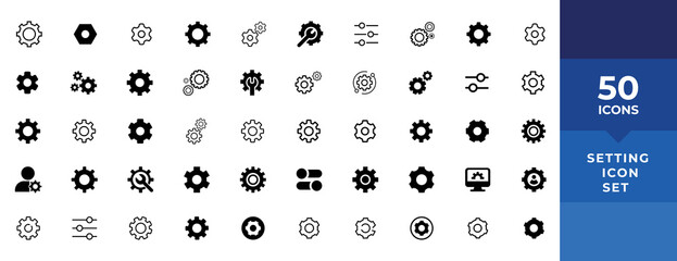 Fototapeta premium settings icon in different style vector illustration. two colored and black settings vector icons designed in filled, outline, line and stroke style can be used for web, mobile, ui