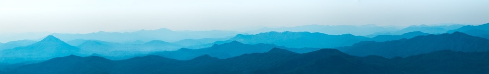 mountains in the fog