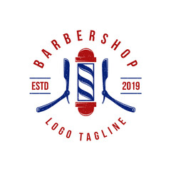 Barber Shop Vintage Element Style logo design