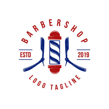 Barber Shop Vintage Element Style logo design