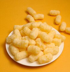 Sweet corn sticks in a bowl. Shallow depth of field