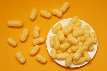 Sweet corn sticks in a bowl. Shallow depth of field
