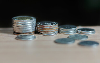stack of coins on the table