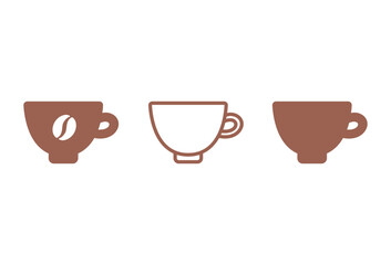 Coffee mug icons. Set of hot and cold drink mugs